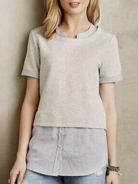 Anthropologie 9-H15 STCL Sz S Layered Tunic Preppy Academia Business Casual
